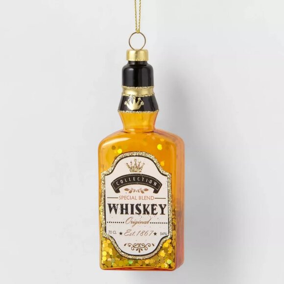 Target Wondershop Whiskey Bottle Glass Ornament - Picture 1 of 3